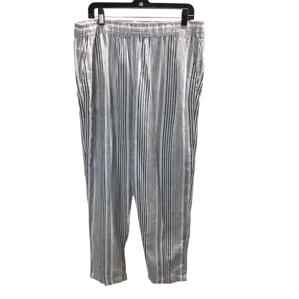 C&C California Linen Pants Size XL Black White 100% Linen